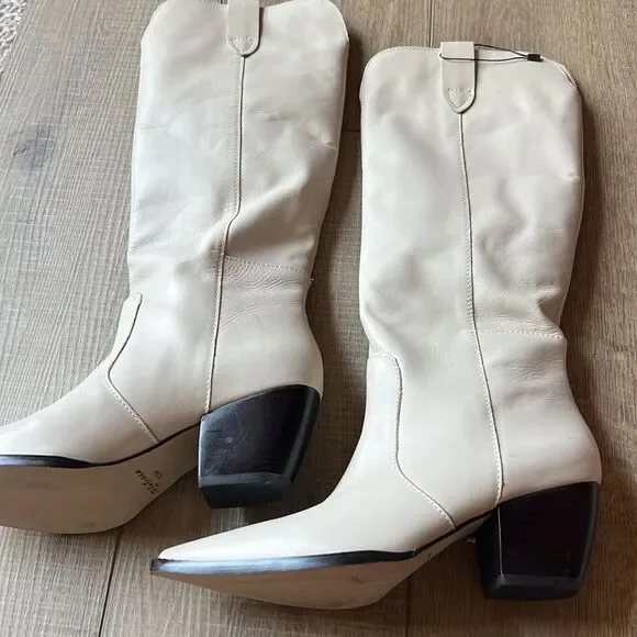 Free People x STELLA WESTERN BOOT Bone Ivory 6.5 New